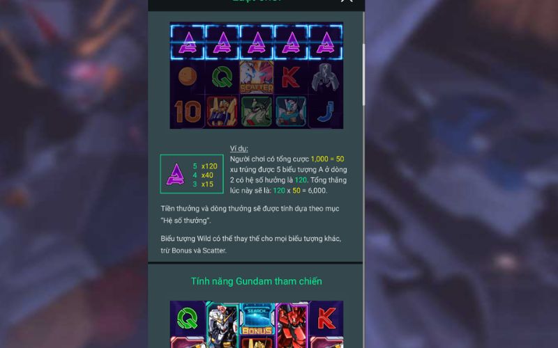 Slot Gundam đồ họa chiến đấu 3D